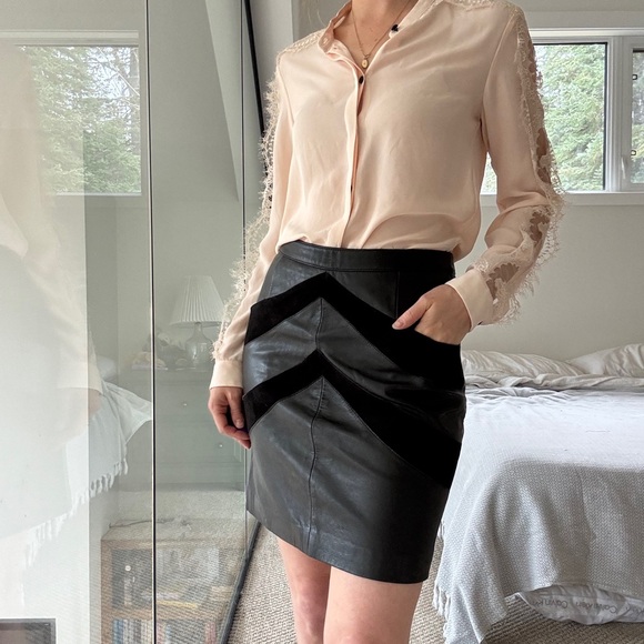 Maje Black leather and suede Pencil Skirt 38 (small) - Picture 17 of 17